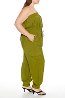 Plus Strapless Cargo Jumpsuit