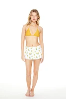 Lemon Print Swim Cover-Up Skirt