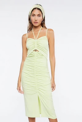 Ruched Cutout Halter Midi Dress