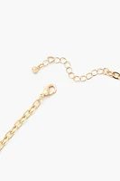 Textured Chain Faux Gem Necklace