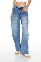 Embroidered Wide-Leg Cargo Jeans