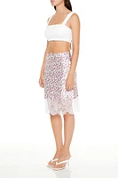 Floral Lace-Trim Slip Midi Skirt