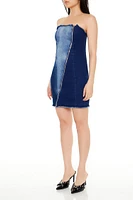 Zip-Up Denim Tube Mini Dress