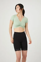 Lace-Trim High-Rise Biker Shorts