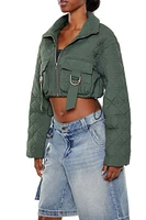 Quilted Cropped Bomber Jacket