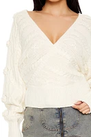 Cable Knit Cutout Rosette Sweater