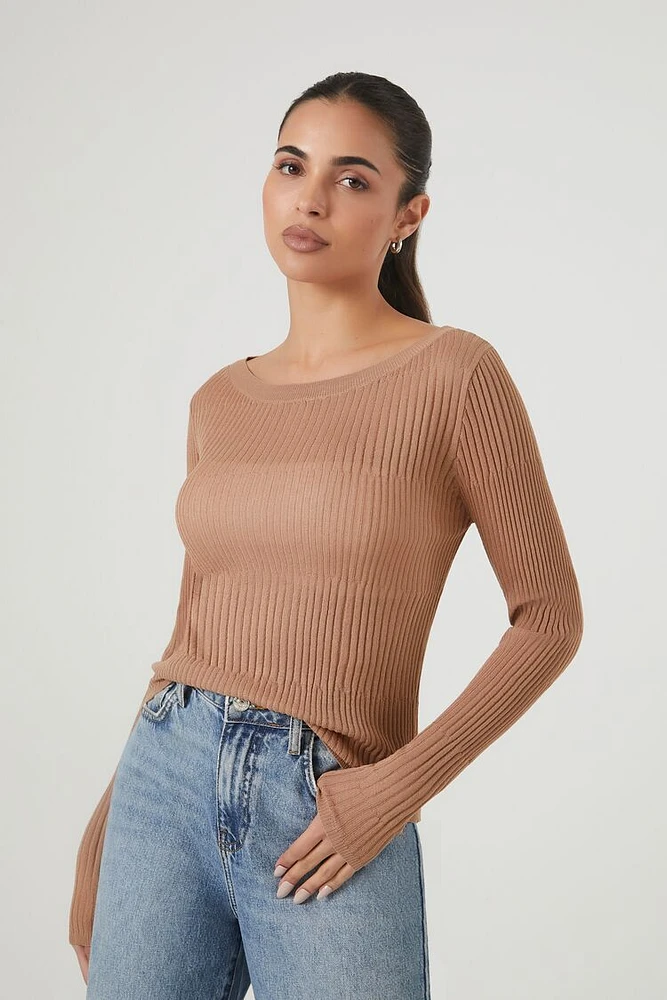 Fitted Ribbed Knit Sweater Top