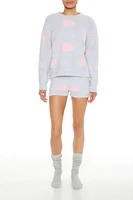 Heart Print Pajama Sweater