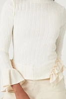 Ribbed Ruffle-Trim Top