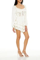 Tiered Lace V-Hem Mini Dress