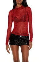 Sheer Glitter Turtleneck Sweater