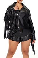 Plus Fringe Moto Jacket