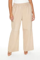 Plus Twill Wide-Leg Cargo Pants