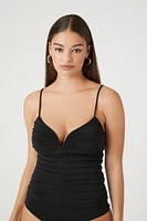 Ruched V-Neck Cami Bodysuit