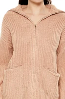 Ribbed Knit Zip-Up Sweater