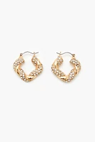 Twisted Rhinestone Hoop Earrings