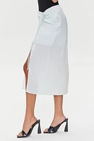 Satin Ruched Drawstring Skirt