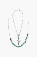 Faux Stone Toggle Necklace Set