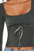 Sweater-Knit Bow Crop Top