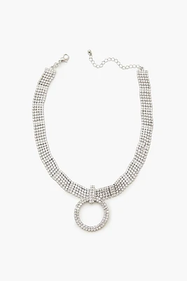 Rhinestone O-Ring Choker Necklace