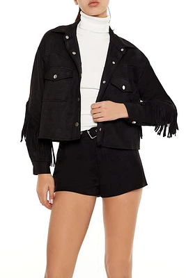 Faux Suede Fringe Shacket