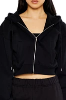 Cropped Fleece Zip-Up Hoodie