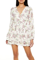 Layered Floral V-Neck Mini Dress