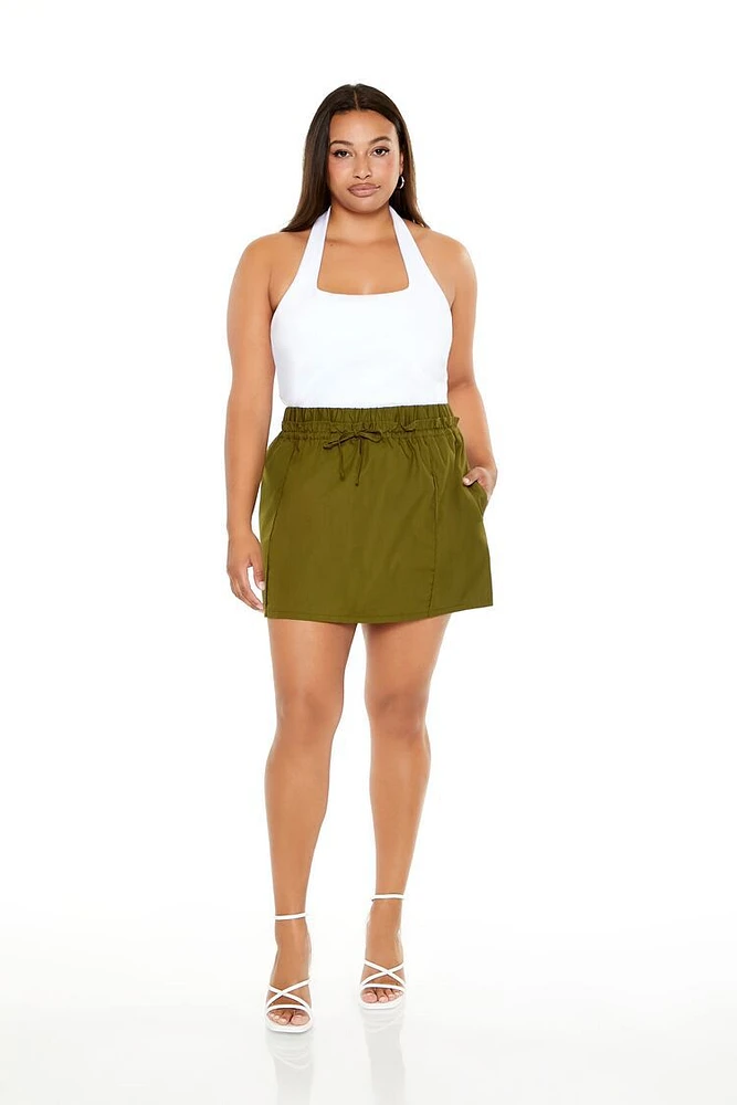 Plus Drawstring Mini Skirt