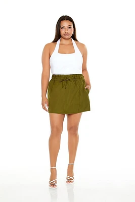 Plus Drawstring Mini Skirt