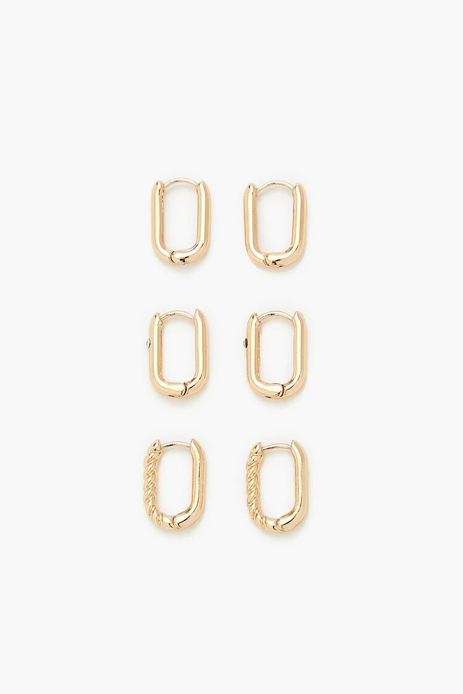 Oblong Hoop Earring Set