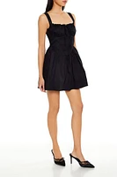 Ruffle Poplin Bow Mini Dress