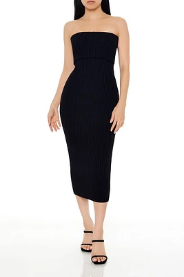 Foldover Tube Midi Sweater Dress