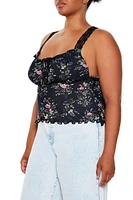 Plus Mesh Floral Print Cami