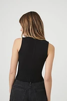 Sweater-Knit Mock Neck Crop Top