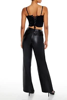 Cutout Faux Leather Pants