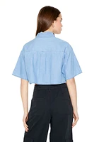 Boxy Cropped Chambray Shirt