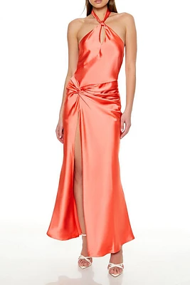 Satin Halter Maxi Dress