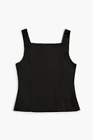 Satin Button-Front Tank Top