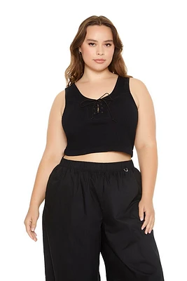 Plus Seamless Lace-Up Crop Top