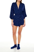 Heart Print Tie-Waist Robe