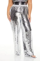 Plus Metallic Sequin Flare Pants