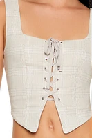 Plaid Lace-Up Corset Crop Top