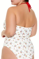 Plus Floral Monokini One-Piece Swimsuit