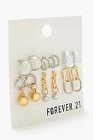 Two-Tone Hoop & Drop Earring Set