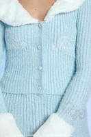 Faux Fur Hello Kitty Cardigan Sweater