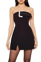 Rhinestone Buckled Mini Dress