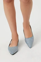 Denim Rhinestone Slingback Mules