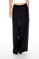 Piped-Trim Wide-Leg Pants