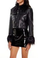 Faux Fur & Leather Trucker Jacket