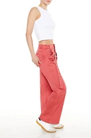 Buckled Twill Wide-Leg Pants